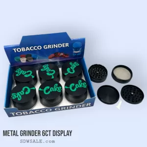 63mm 4 Part Grinder Assorted Design Green 6ct Display