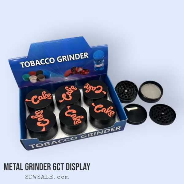 63mm 4 Part Grinder Assorted Design Orange 6ct Display