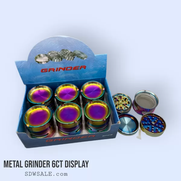 63mm RAINBOW ASHTREY GRINDER STYLE 2 6CT DISPLAY.