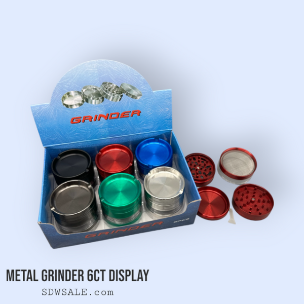 63mm SOLID COLOR ASHTREY GRINDER 6ct Display