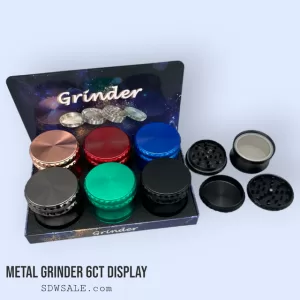 63mm SPIKED METAL GRINDER 6ct Display.