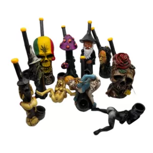 Clay Character Smoking Pipes 10pcs Jar