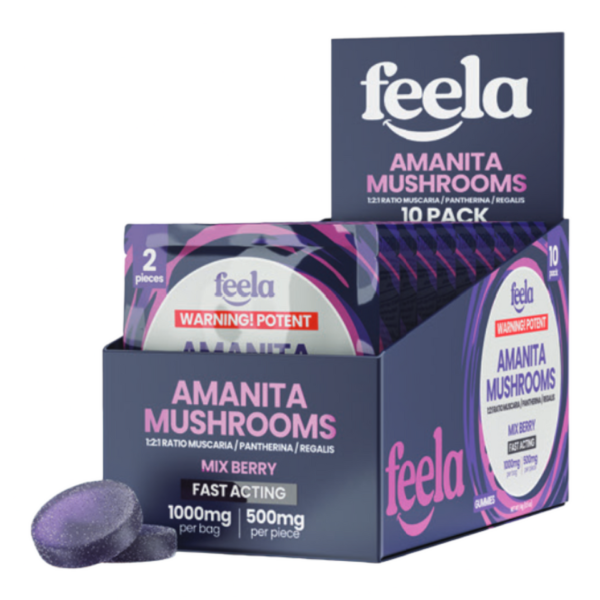 Feela Amanita Mix Berry Gummies 2ct 10 Pouch Display (1000mg per pouch)