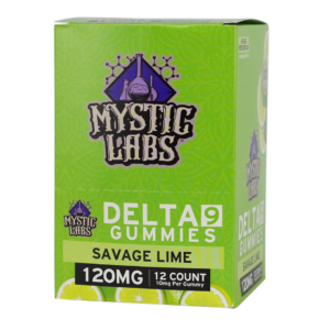 Mystic Labs D9 Gummies 120mg 12pk 6ct Display Savage Lime